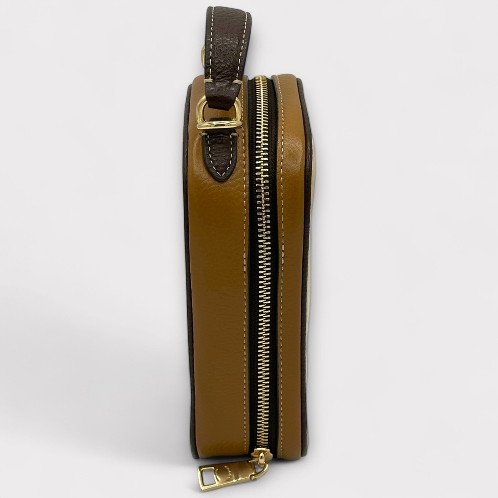 Coach Eva Phone Crossbody – Colorblock Pebble Leather – Tan/Beige - Picture 4 of 15